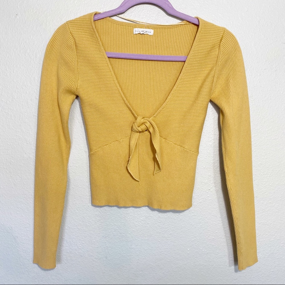 LA Hearts ribbed cropped long sleeve blouse